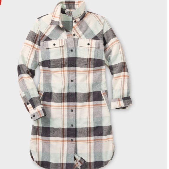 Duluth Trading Post Women's Folklore Flannel Duster Soft Mint Size Medium - Picture 1 of 5